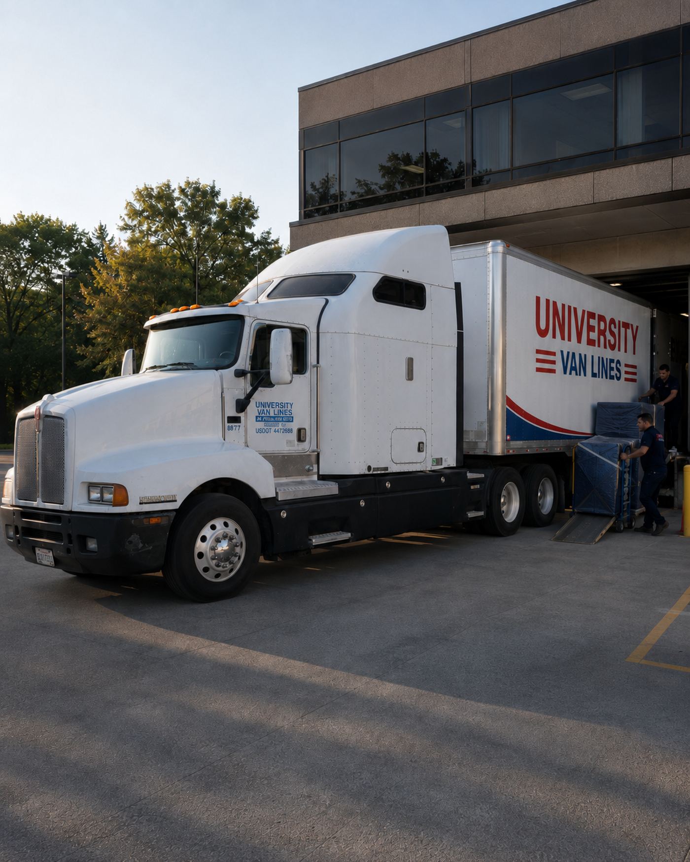 University Van Lines crew loading a commercial move
