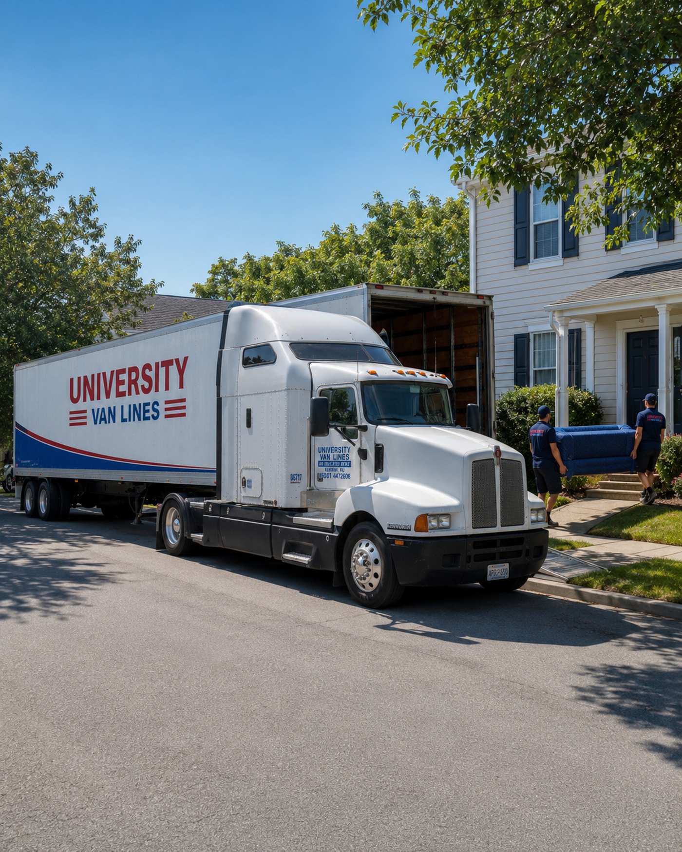 University Van Lines moving truck loading at a New Jersey home — South Orange NJ movers